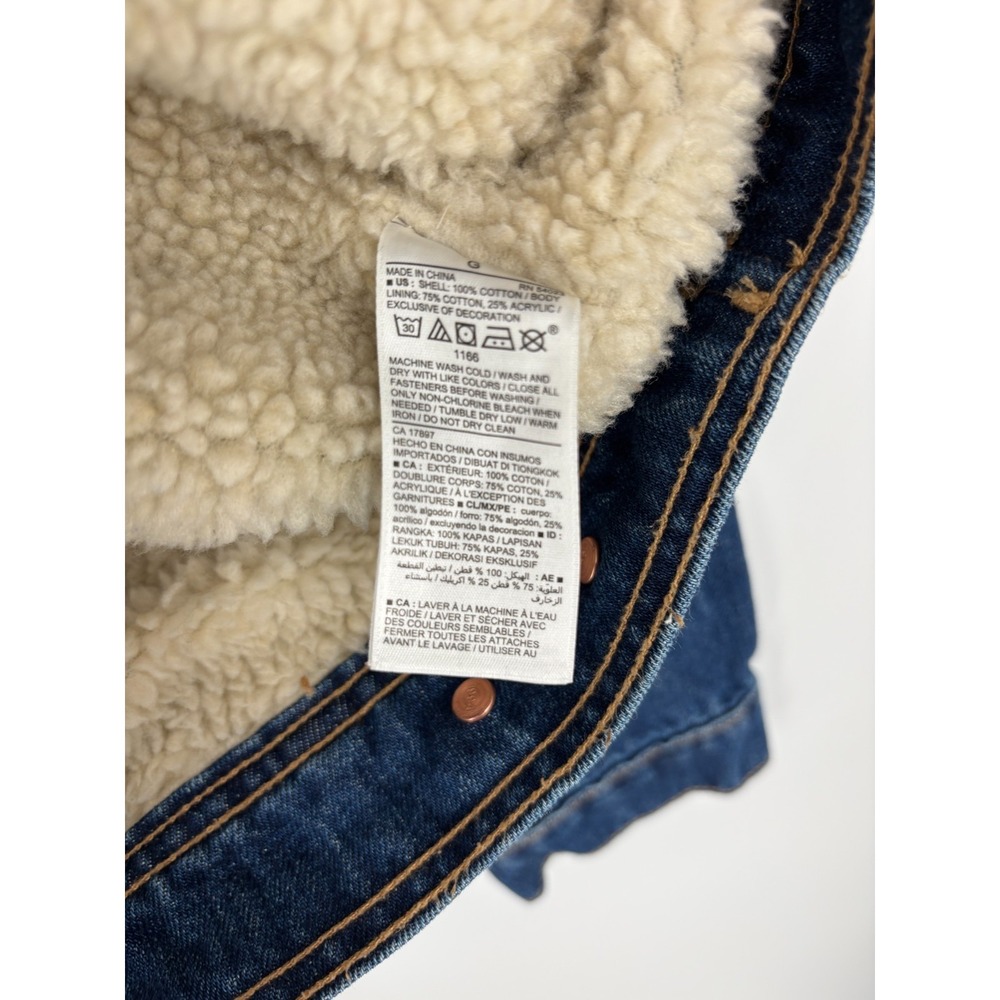 Old Navy Jacket Womens L Blue Denim Jean Sherpa Lined Trucker - Picture 4 of 8